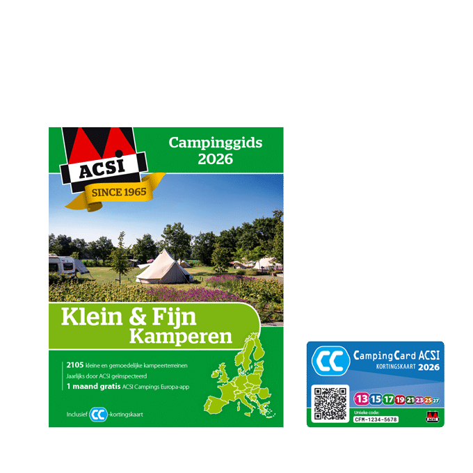 Cover ACSI campinggids Klein en Fijn-kamperen 2026
